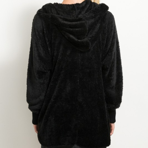 (1 LEFT)BLACK SO SOFT FLEECED HOODIE - Picture 3 of 4